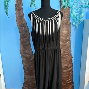 Black and white pant suit